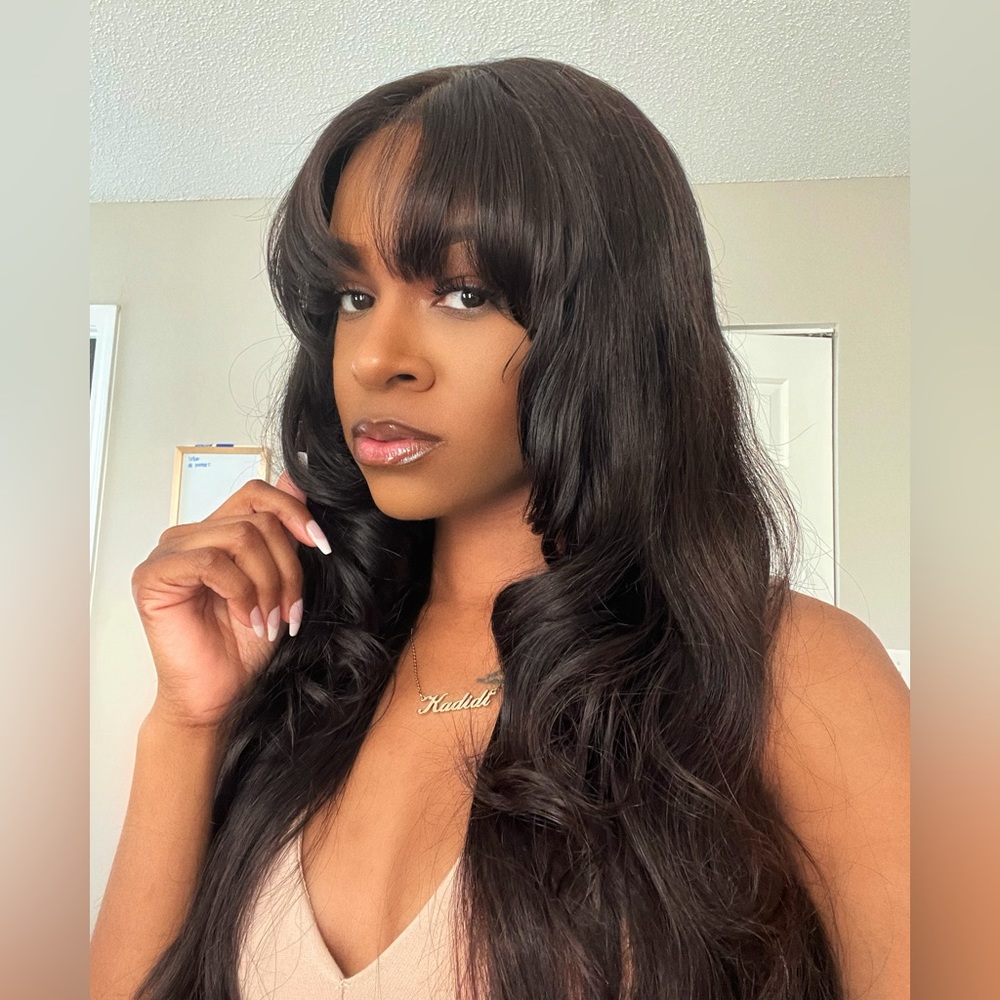 22 inch Closure Wig with Custom Cut Bangs